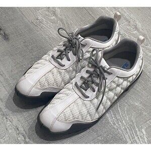 Footjoy Superlites Women’s Size 8.5 Spikeless White/Silver Mesh Golf Shoes 98819